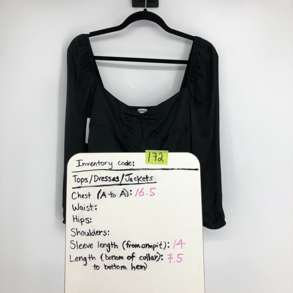 NWT Aritzia Sunday Best Black Satin Sweetheart Billie Blouse size 6 - Picture 14 of 16